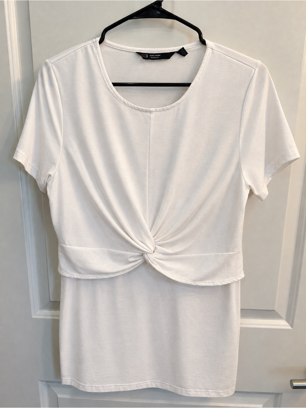Vero Moda Maternity White Twist-Front Short Sleeve Tee